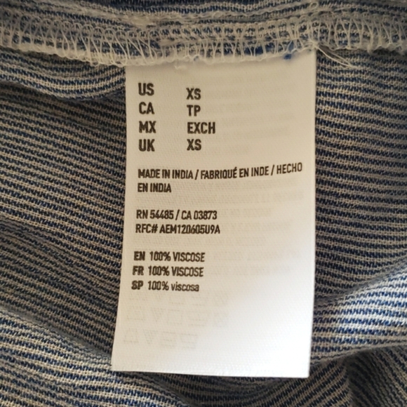 American Eagle Outfitters Deep V Blue & White Stripe Ruffle Top XS - Picture 7 of 12